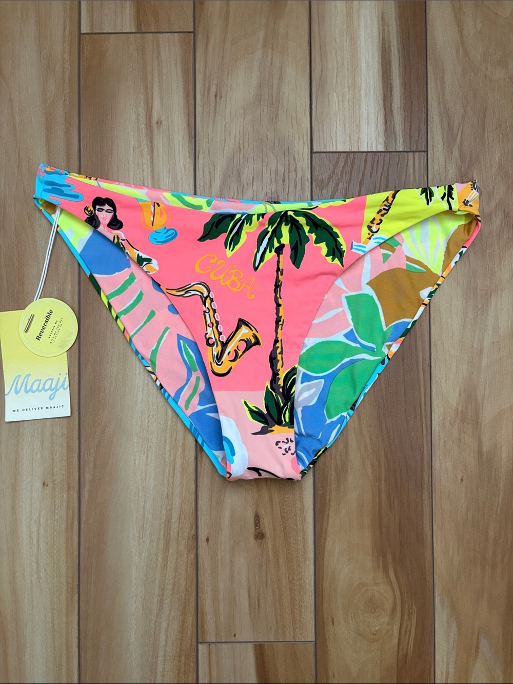 Maaji women’s Tropical Coral Multi Swim Bikini Bottoms reversible